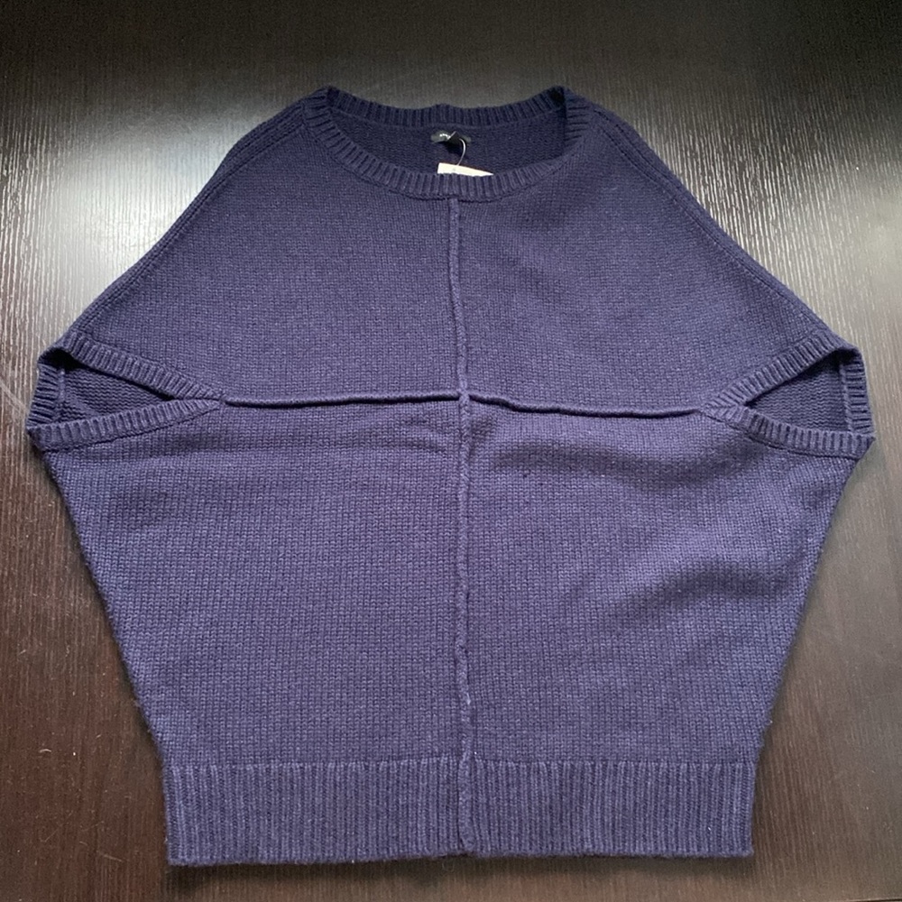 Ann Taylor Knit Poncho Sweater Navy Blue M NWT - Picture 4 of 6
